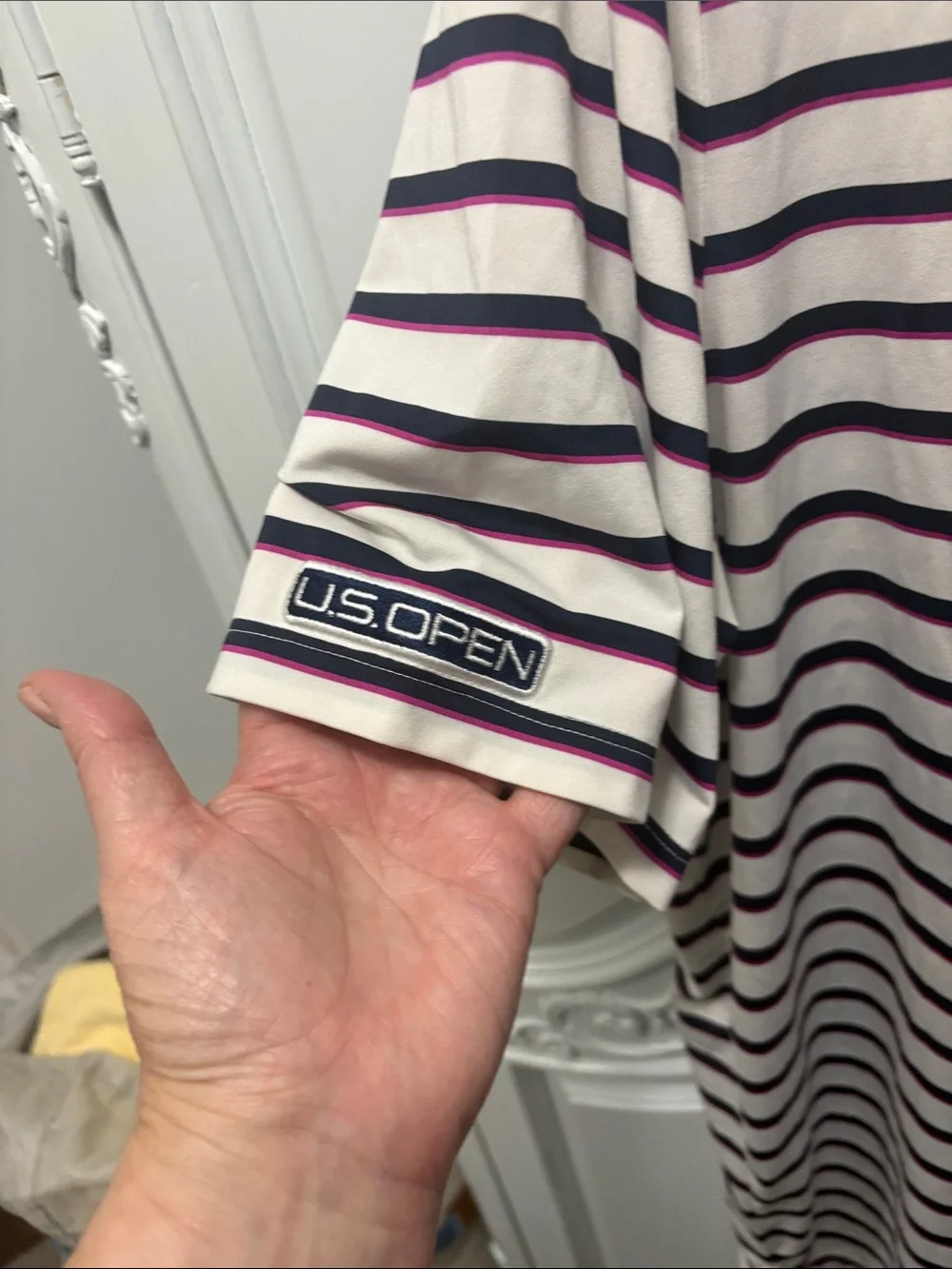 U.S. Open Striped Polo Shirt - Navy & White